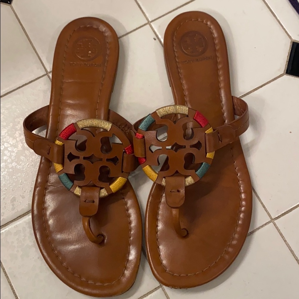Tory Burch Miller sz 8 multi colored brown sandal